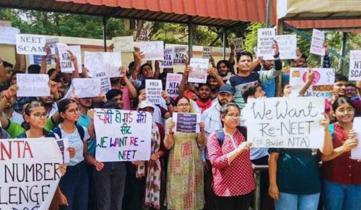 Students protesting against the paper leaks and other irregularities in public exams